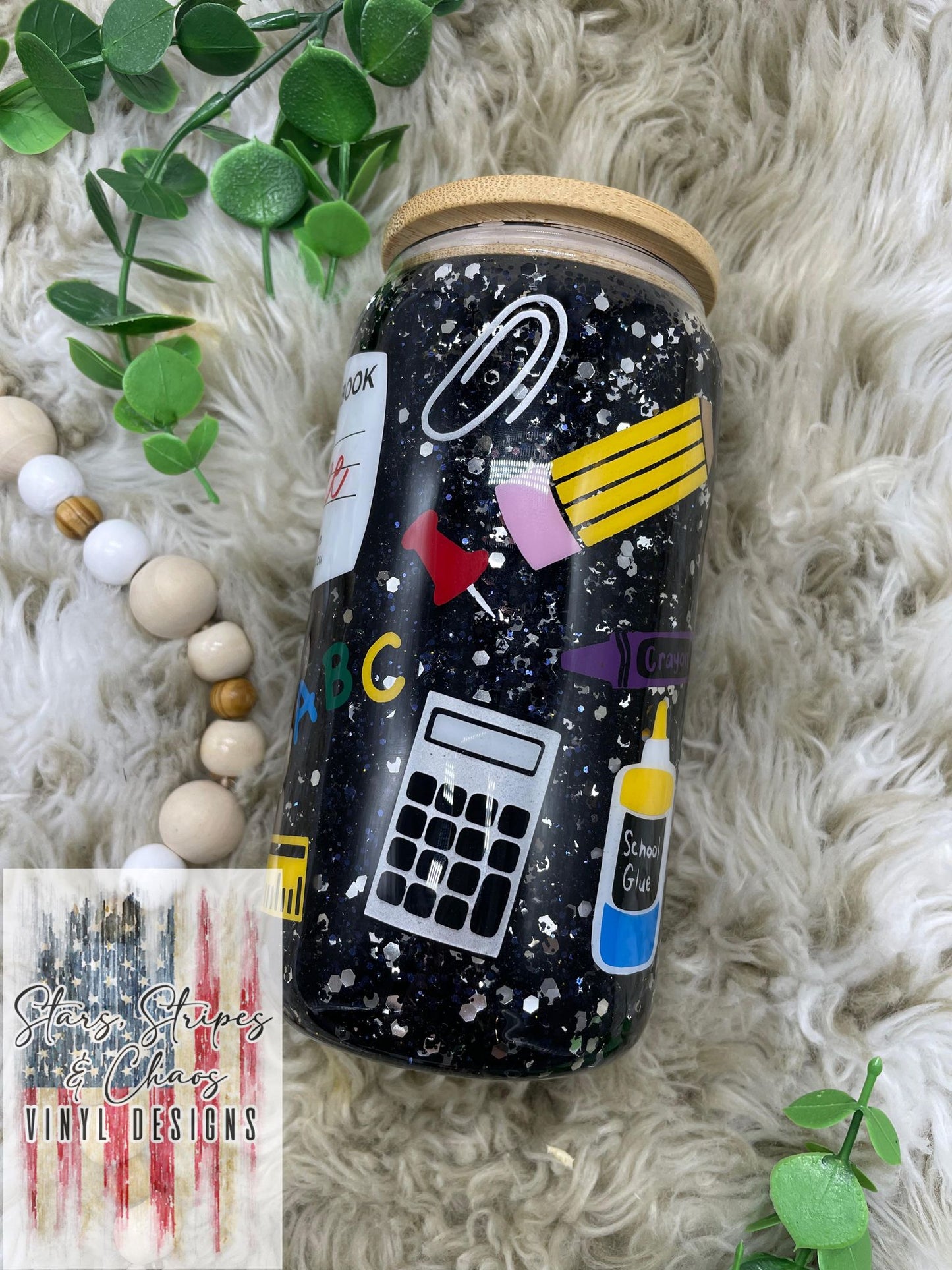 Composition Notebook Teacher Tumbler | Snowglobe Glitter Tumbler