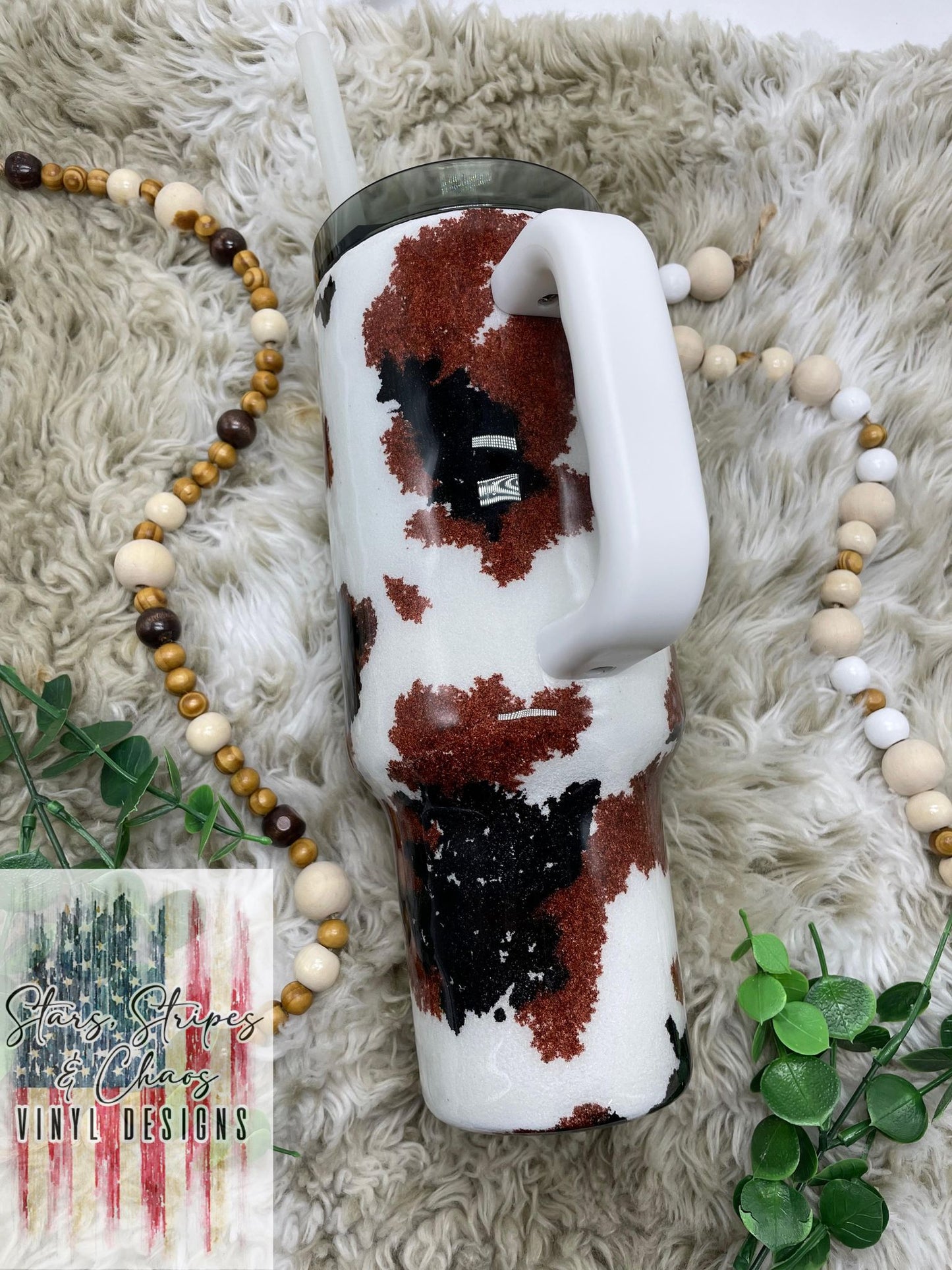 Cowhide Glitter Tumbler