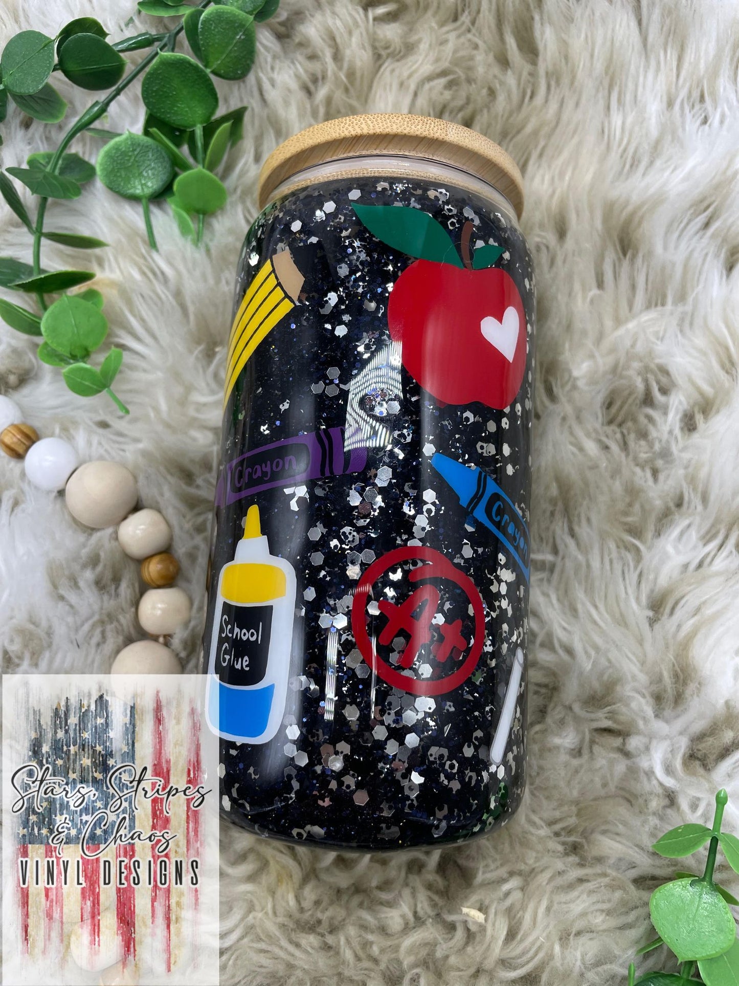 Composition Notebook Teacher Tumbler | Snowglobe Glitter Tumbler