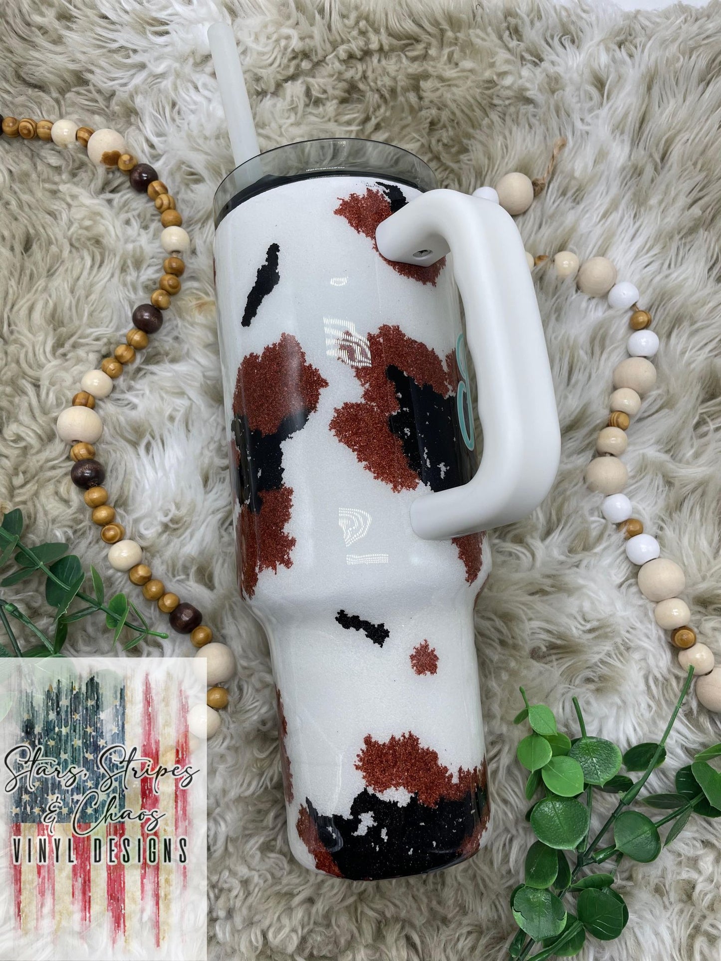 Cowhide Glitter Tumbler