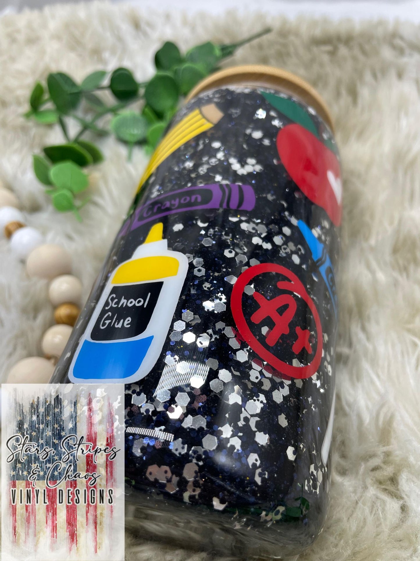 Composition Notebook Teacher Tumbler | Snowglobe Glitter Tumbler