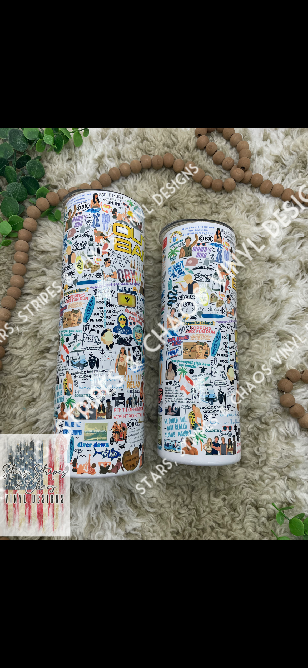 Outer Banks Collage Theme Tumbler