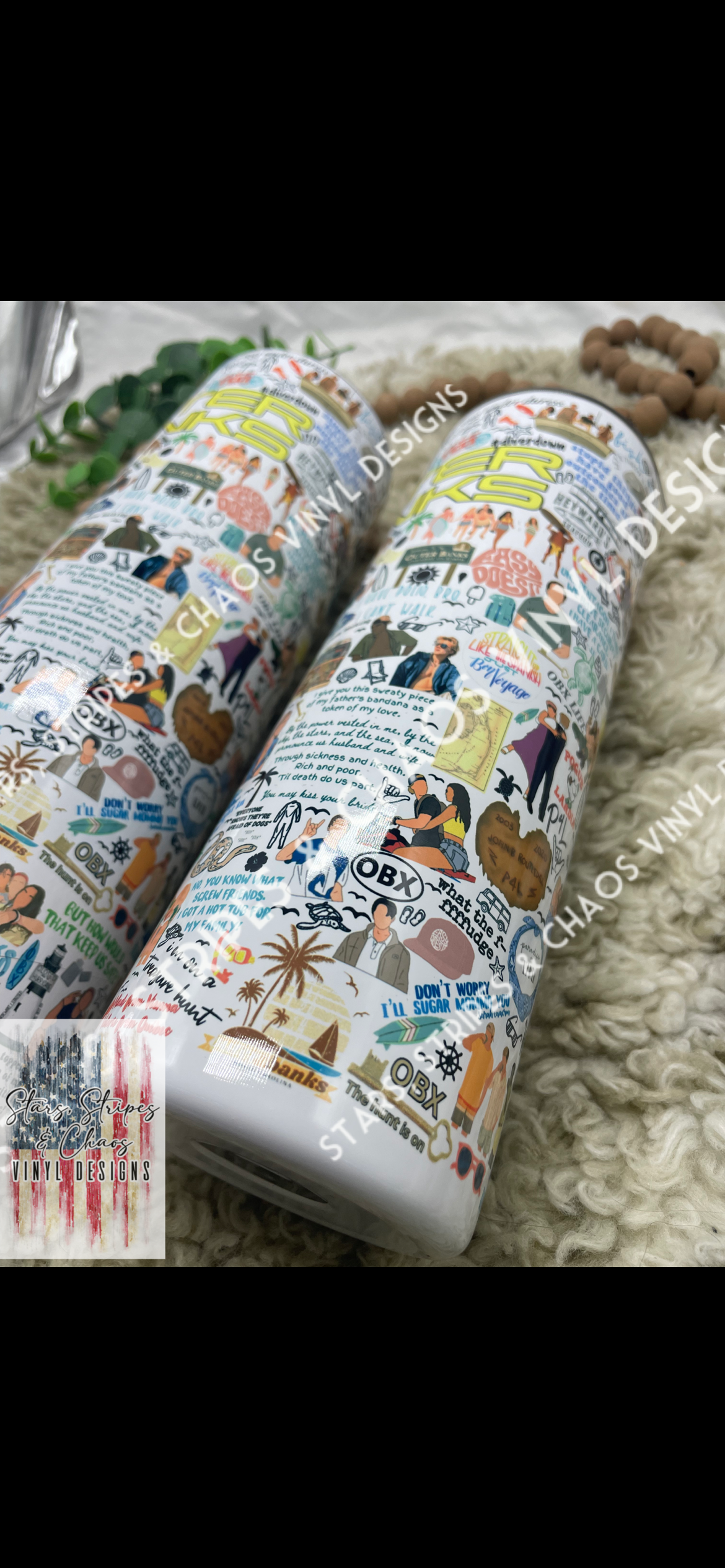 Outer Banks Collage Theme Tumbler