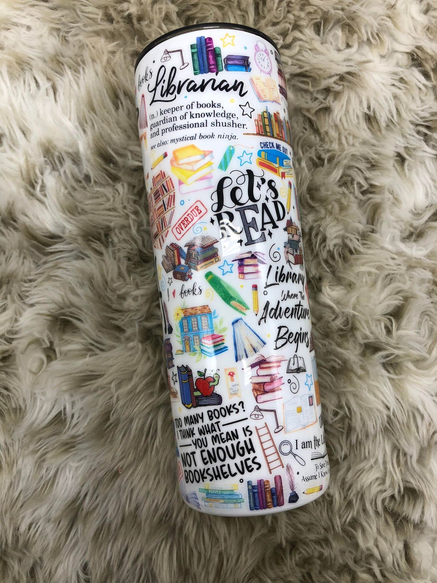 Librarian collage theme tumbler