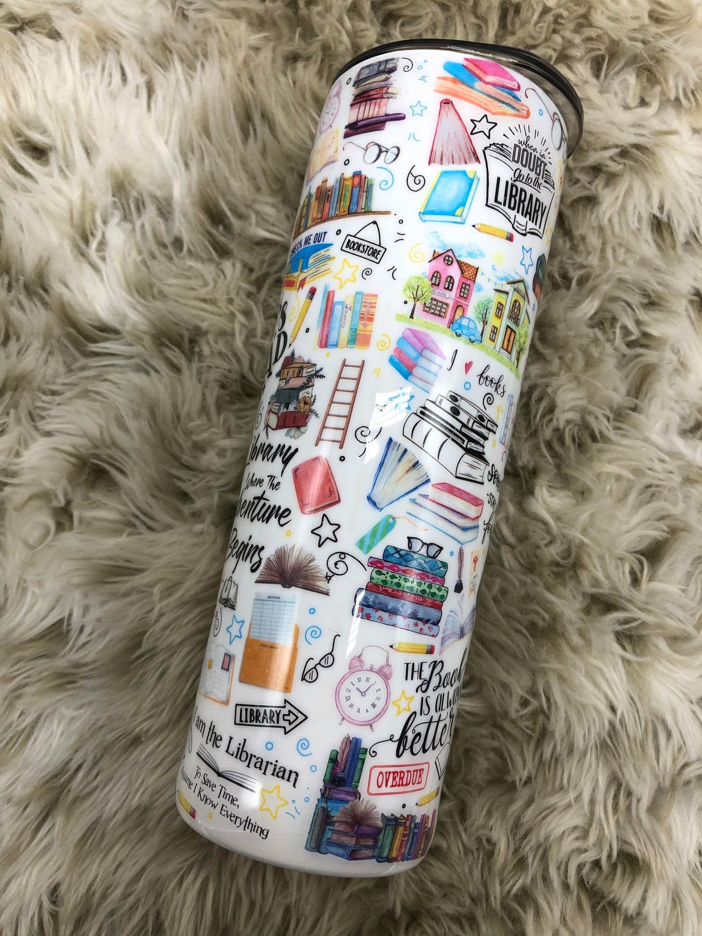 Librarian collage theme tumbler