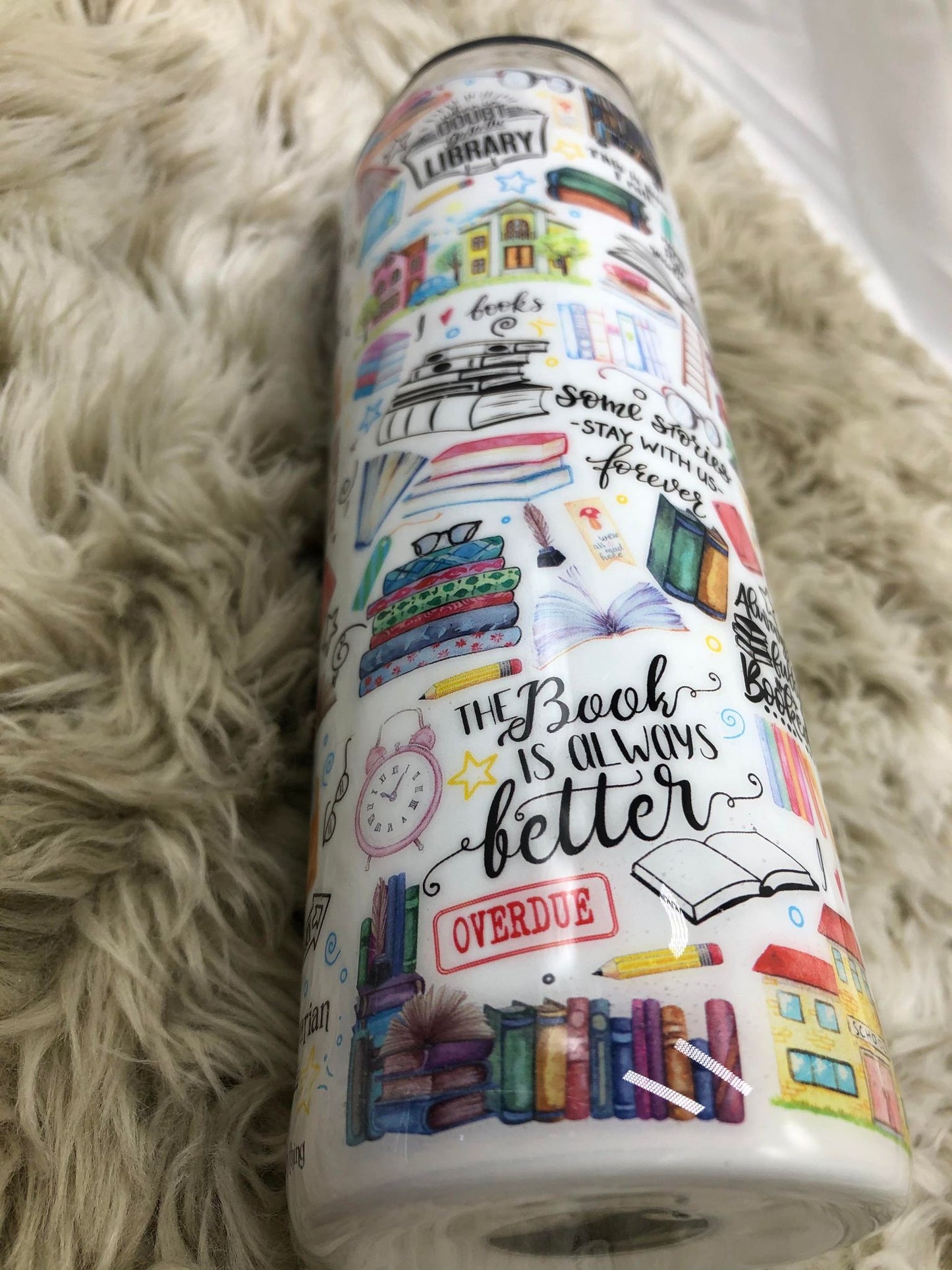 Librarian collage theme tumbler