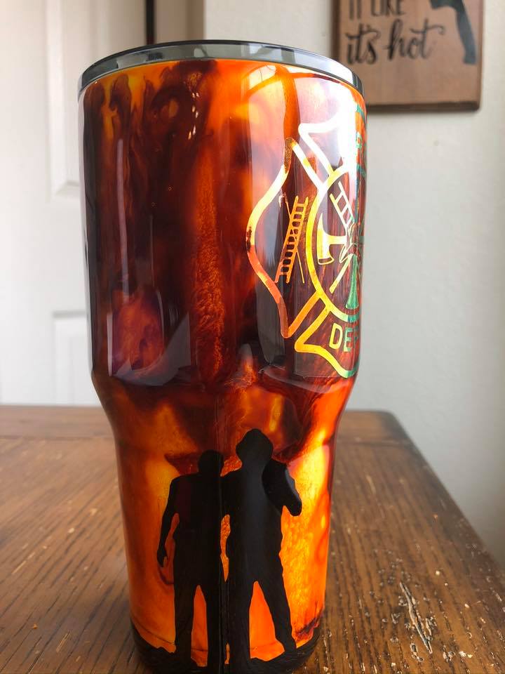 Firefighter flames tumbler