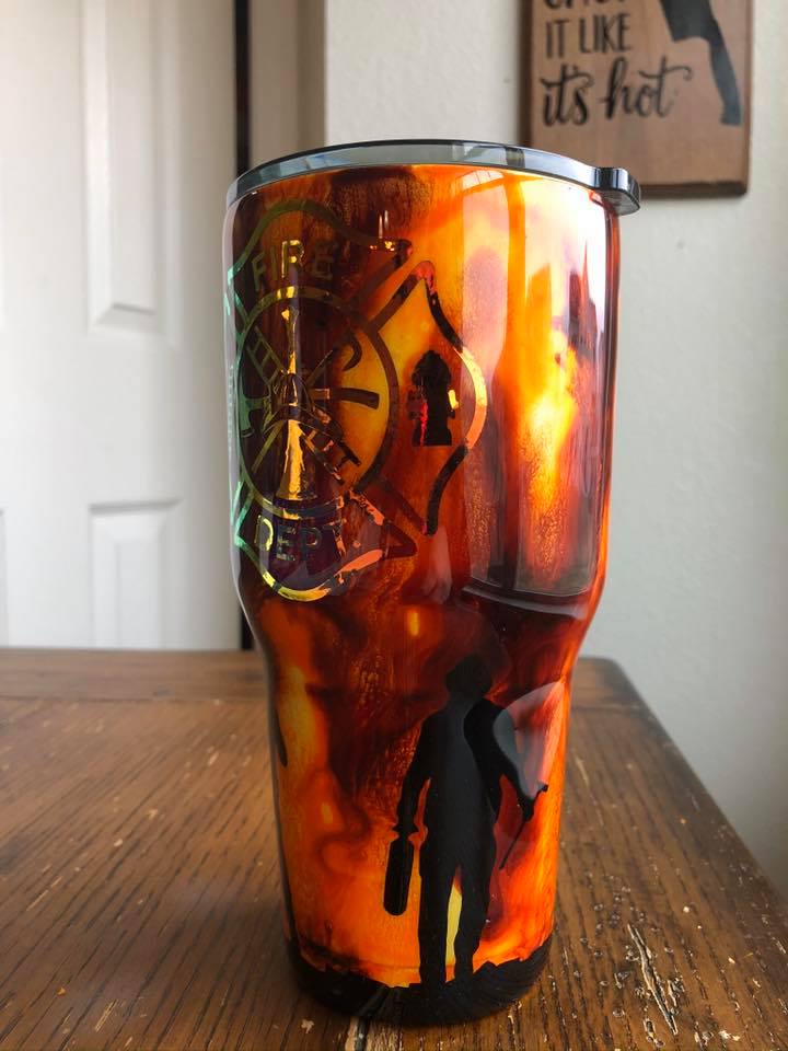 Firefighter flames tumbler
