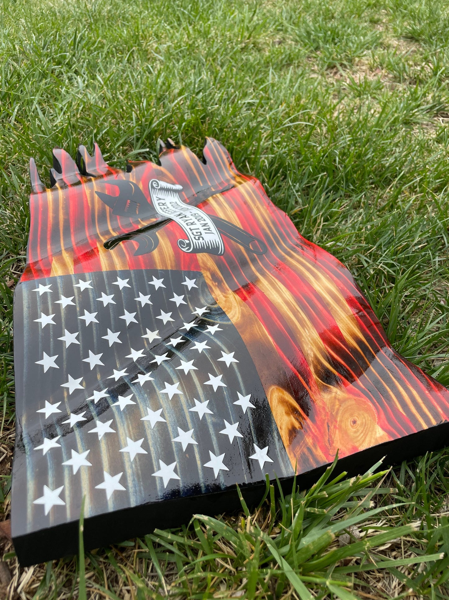 Tattered Wood Flag | Ripped Wood Flag | Wavy American Flag