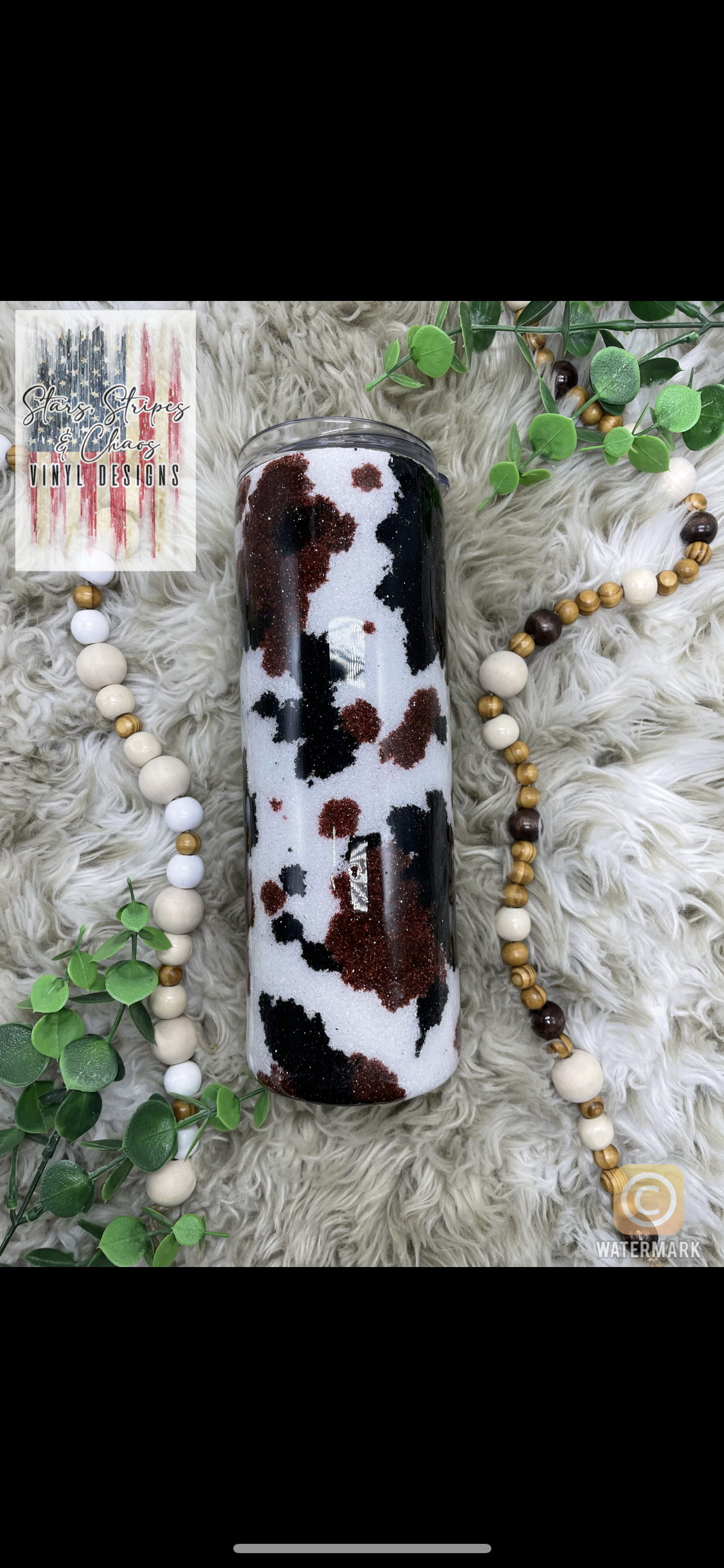 Cowhide Glitter Tumbler