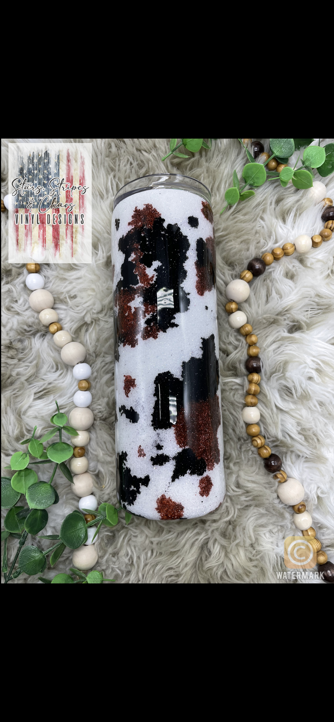 Cowhide Glitter Tumbler