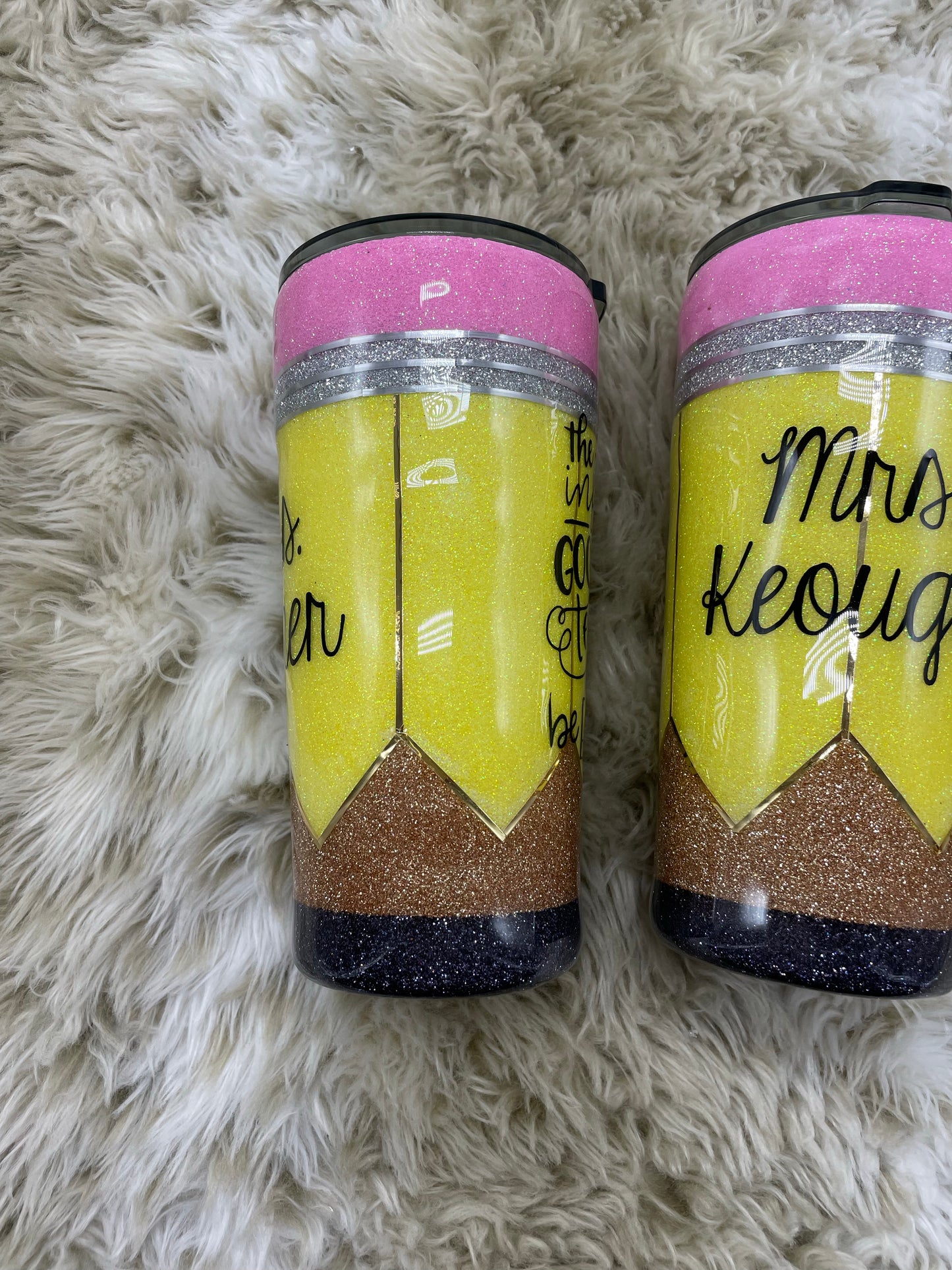 Glitter pencil tumbler