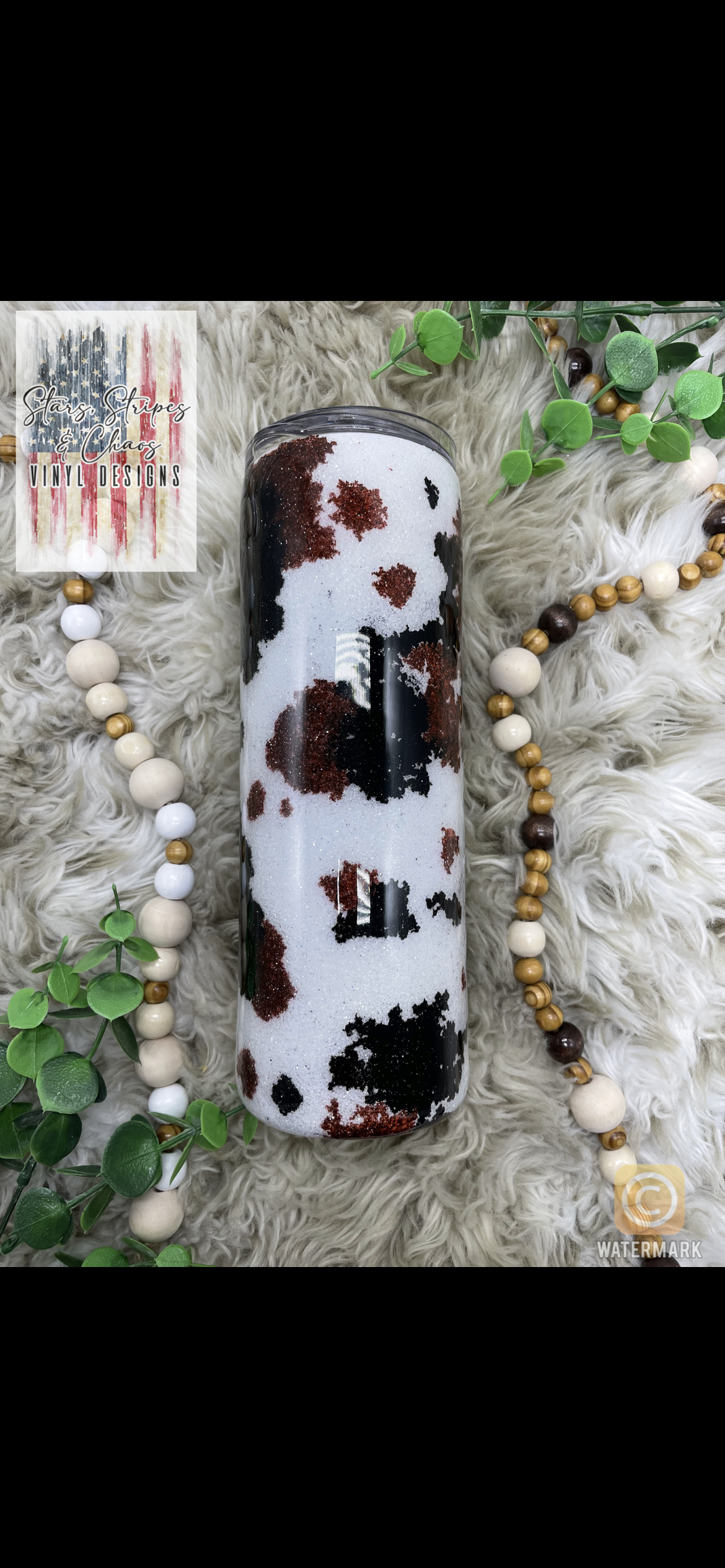 Cowhide Glitter Tumbler