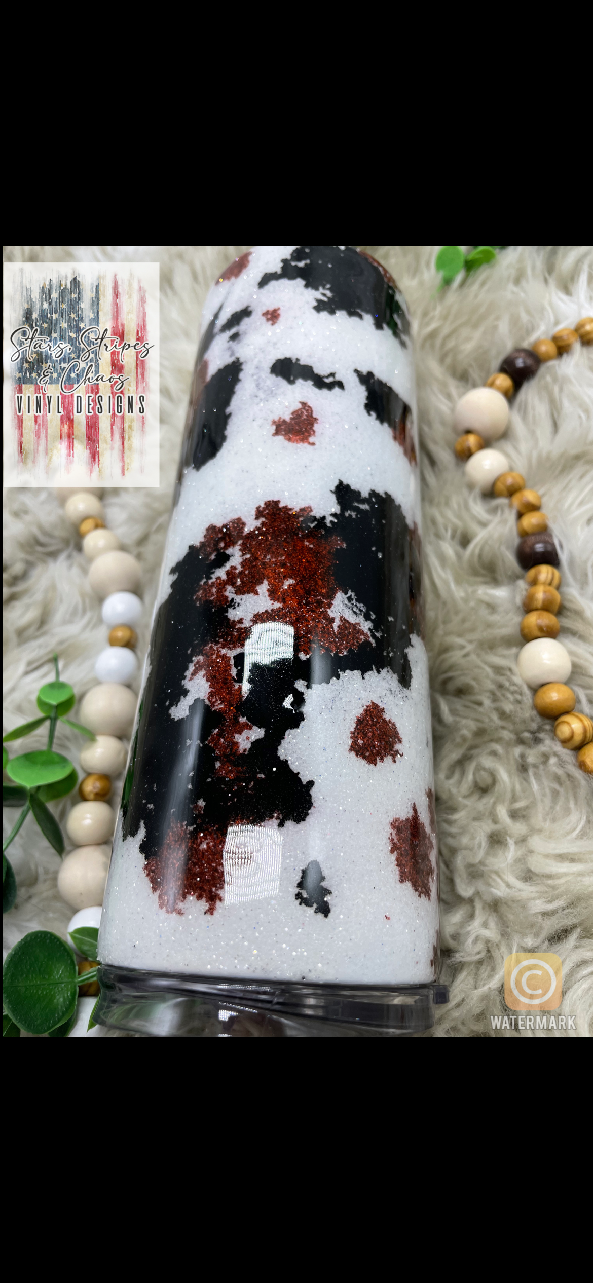 Cowhide Glitter Tumbler