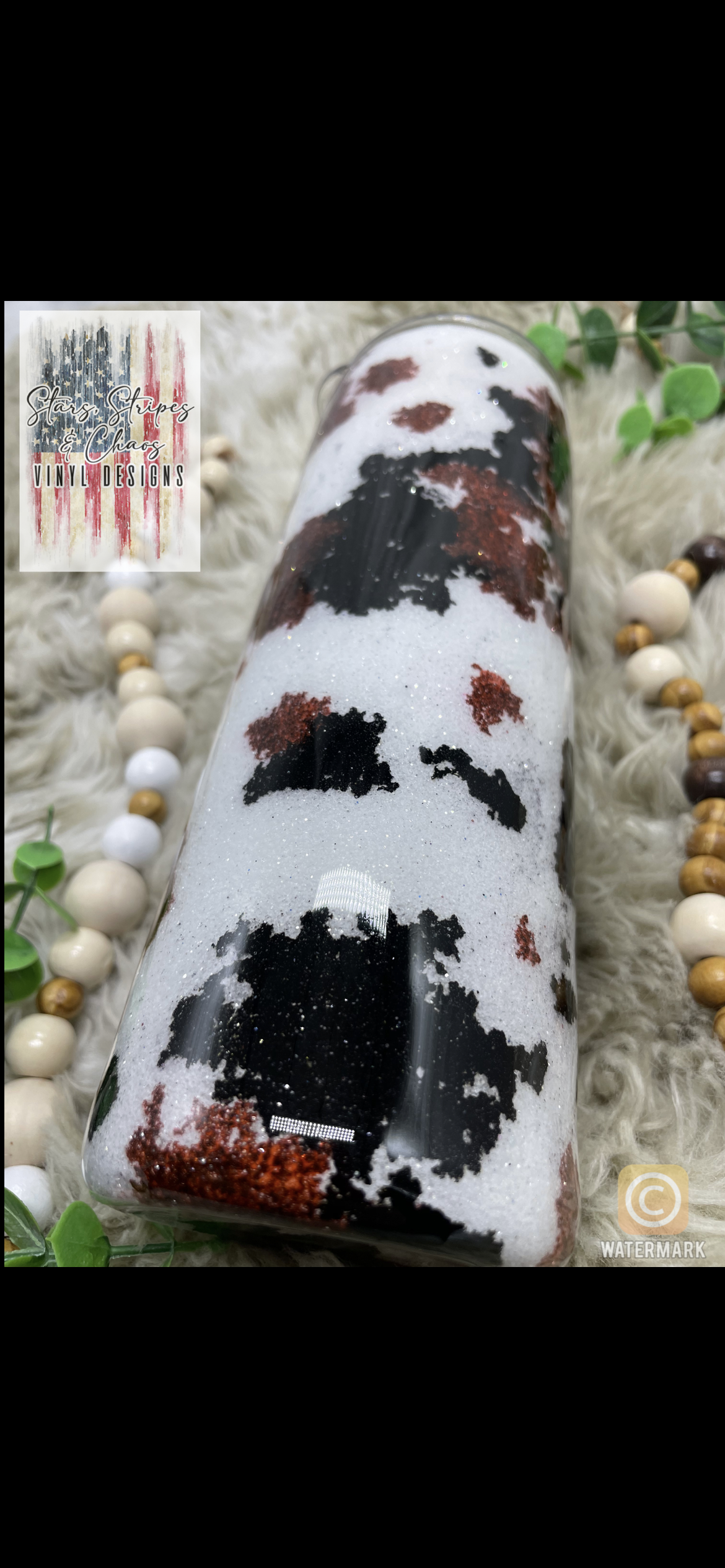 Cowhide Glitter Tumbler