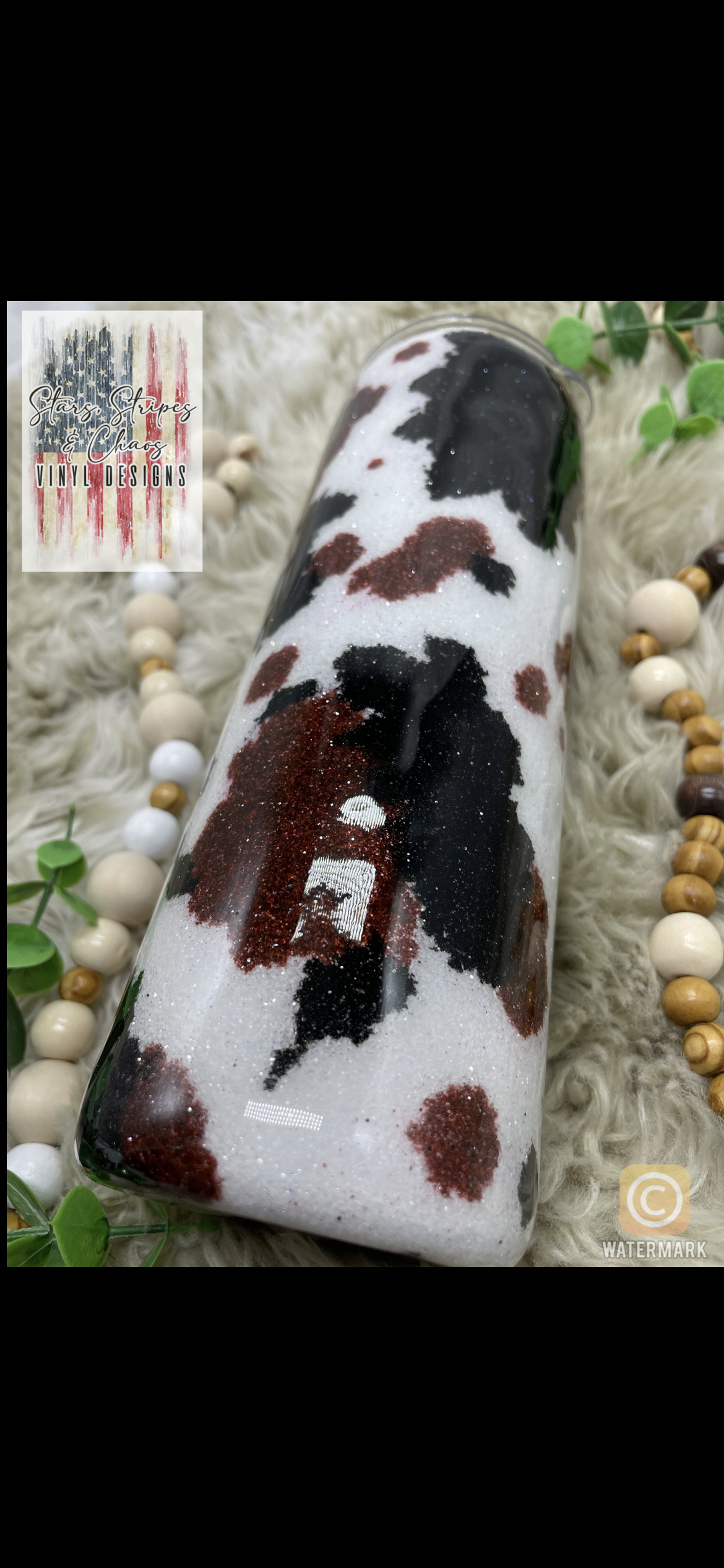 Cowhide Glitter Tumbler