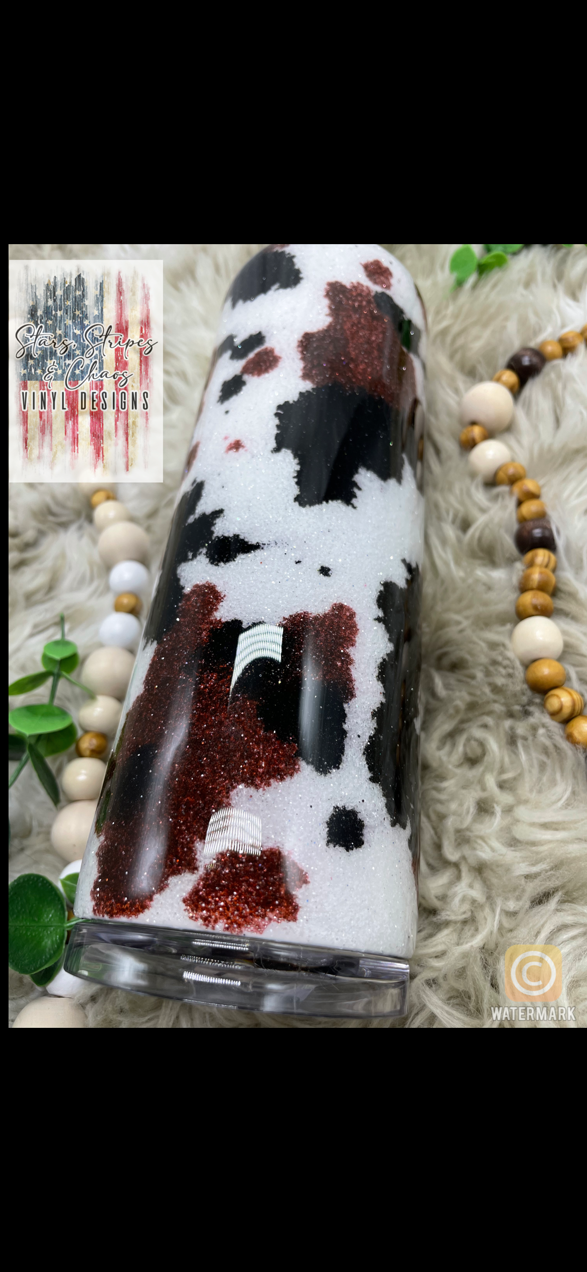 Cowhide Glitter Tumbler