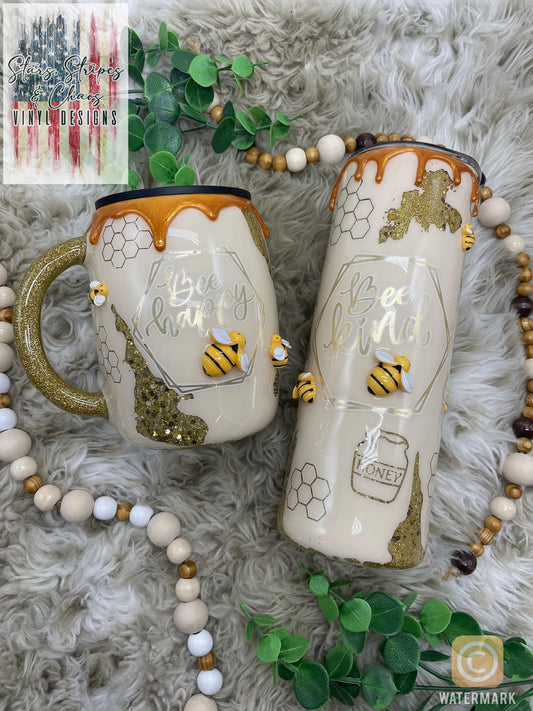 Bee Kind Tumbler I Honey Drip I Bee Happy Tumbler