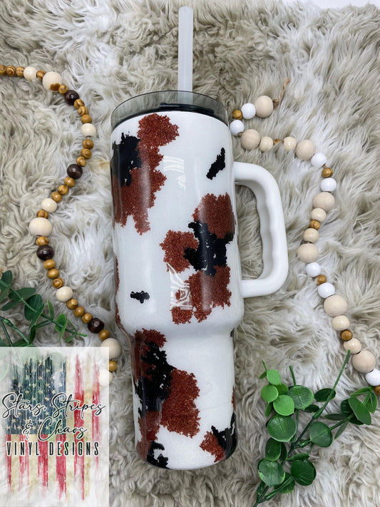 Cowhide Glitter Tumbler
