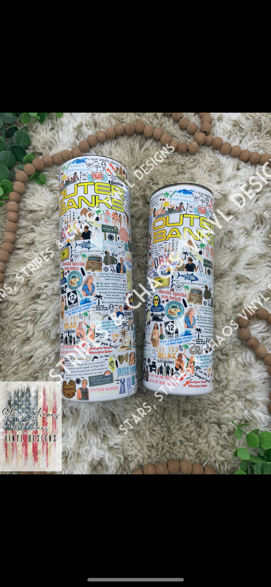 Outer Banks Collage Theme Tumbler