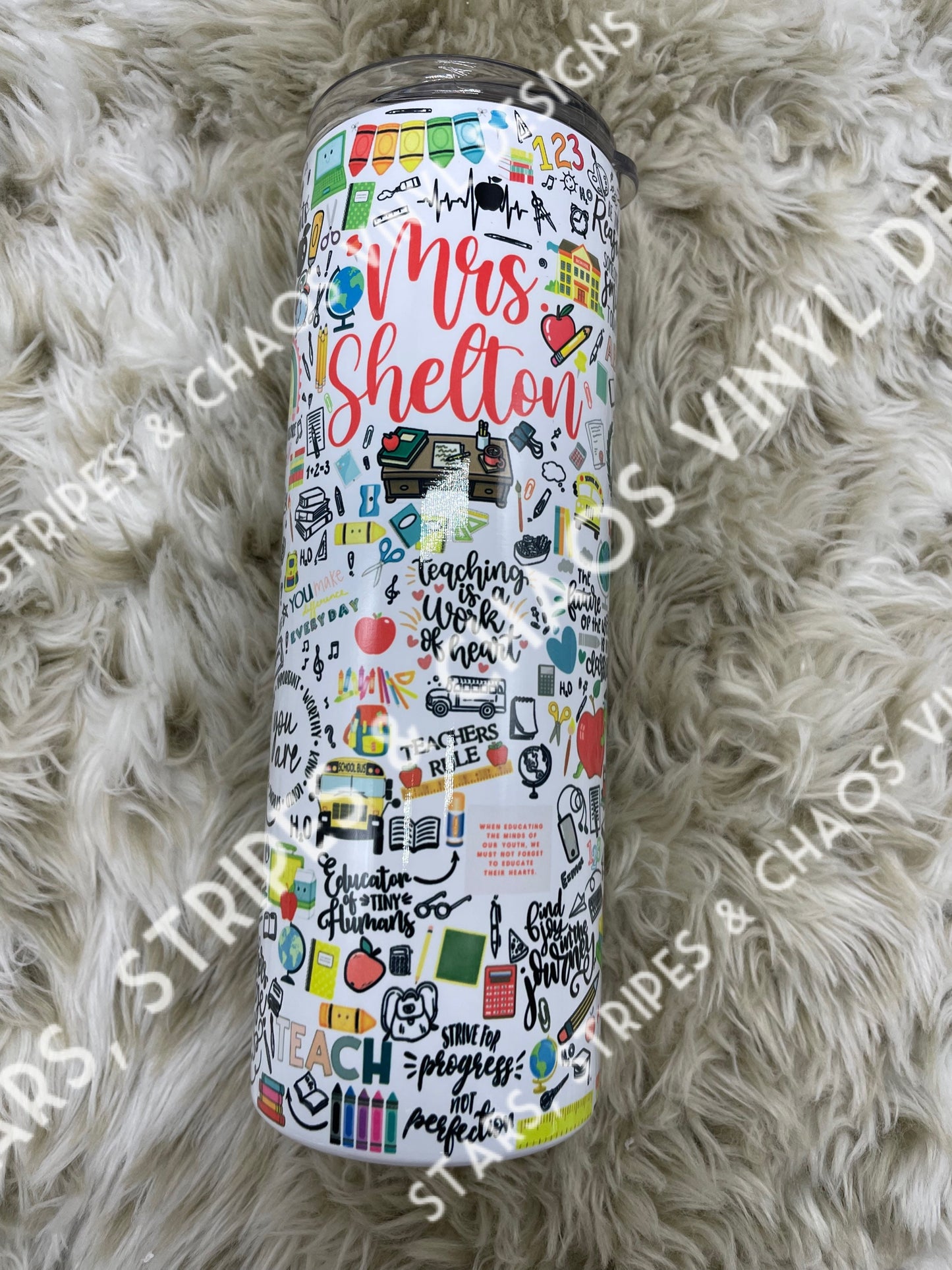 Teacher Collage Theme Tumbler