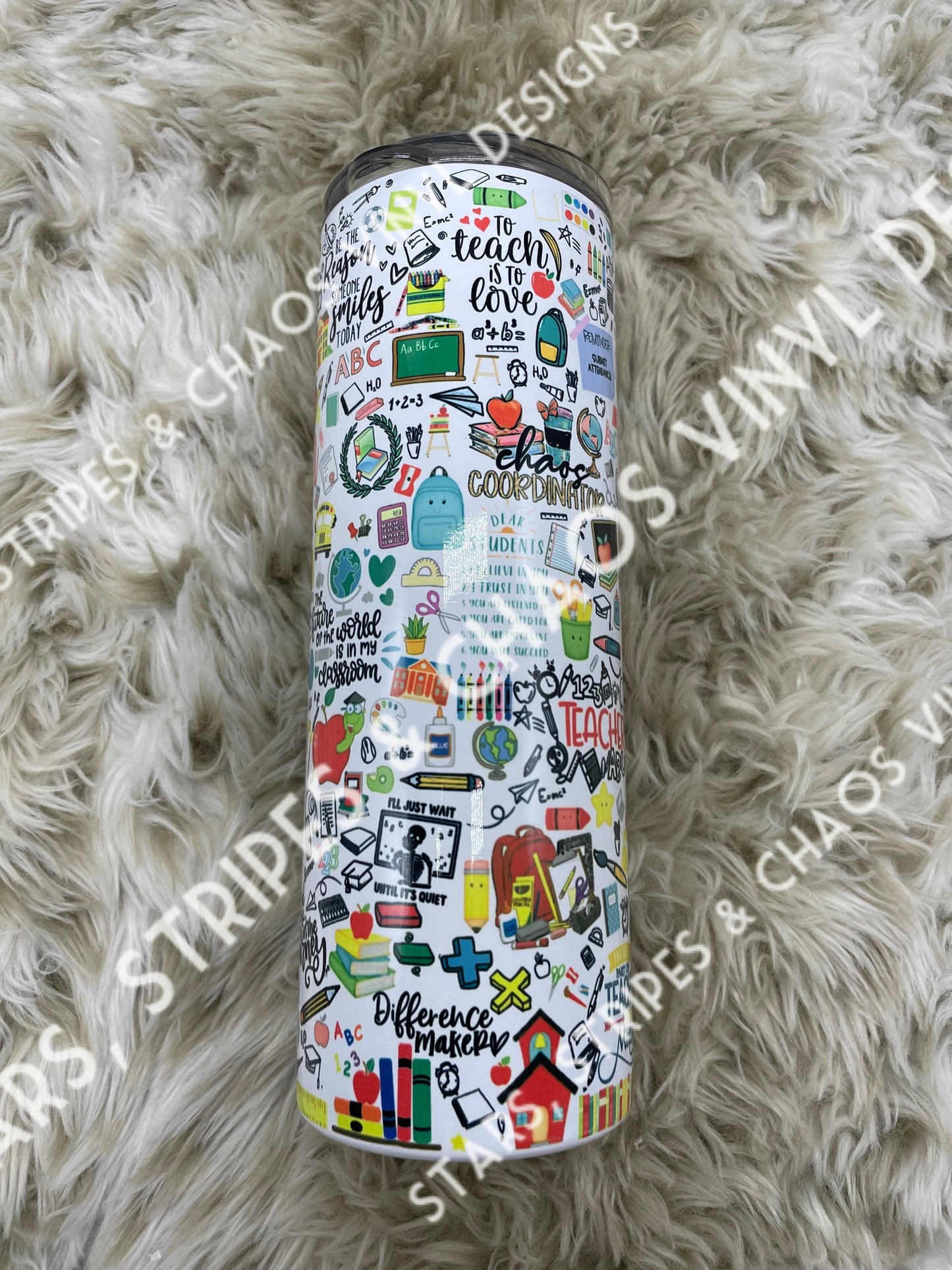 Teacher Collage Theme Tumbler