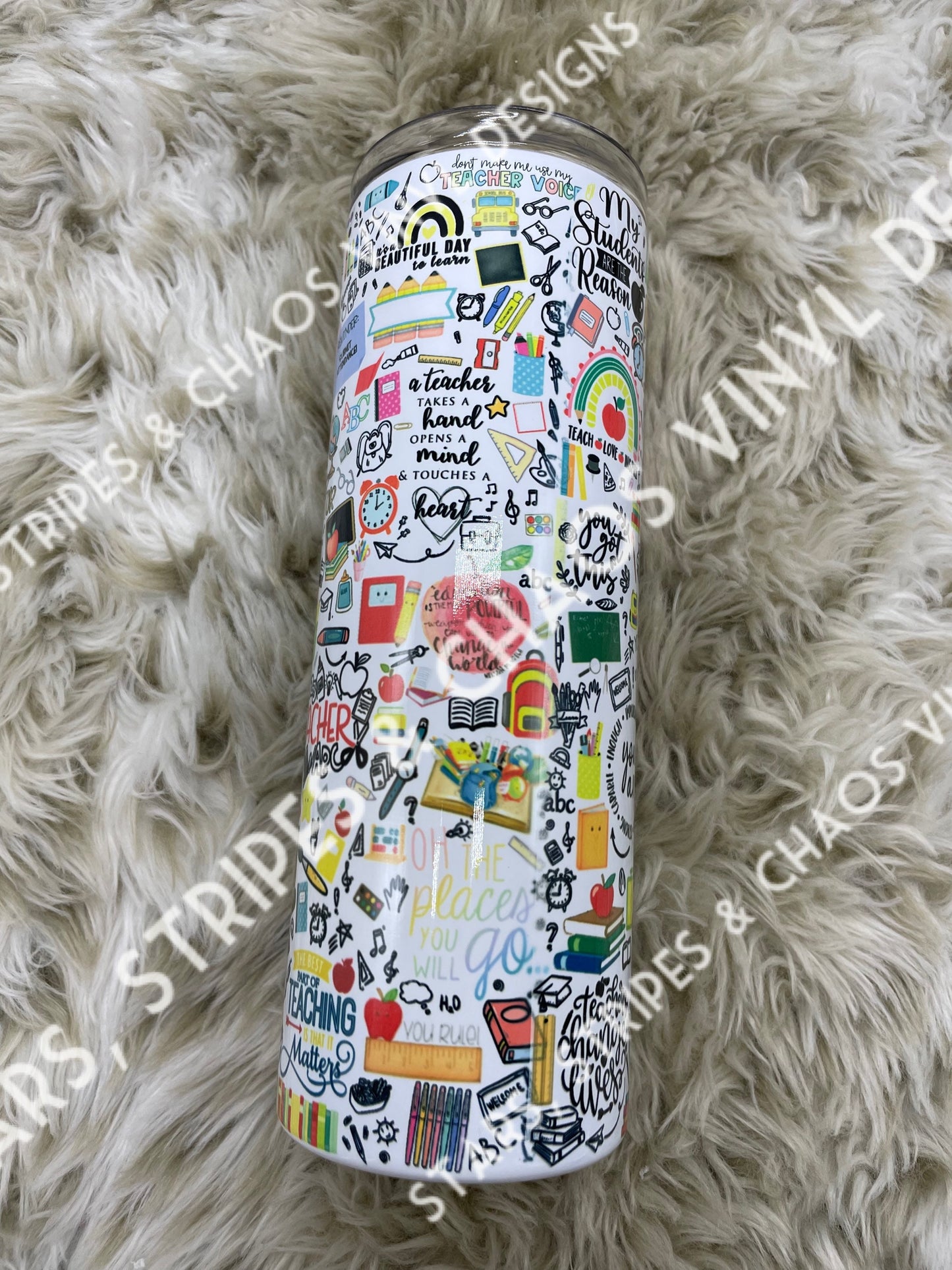 Teacher Collage Theme Tumbler