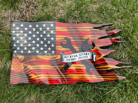 Tattered Wood Flag | Ripped Wood Flag | Wavy American Flag