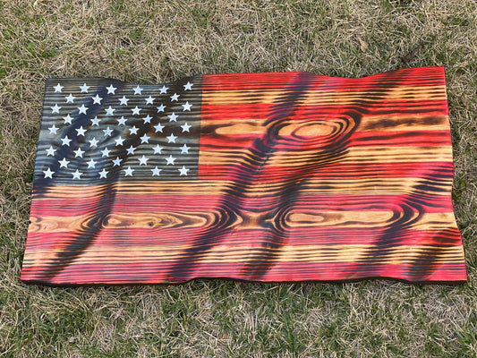 Wavy Wooden Flag | American Flag | Military Gift