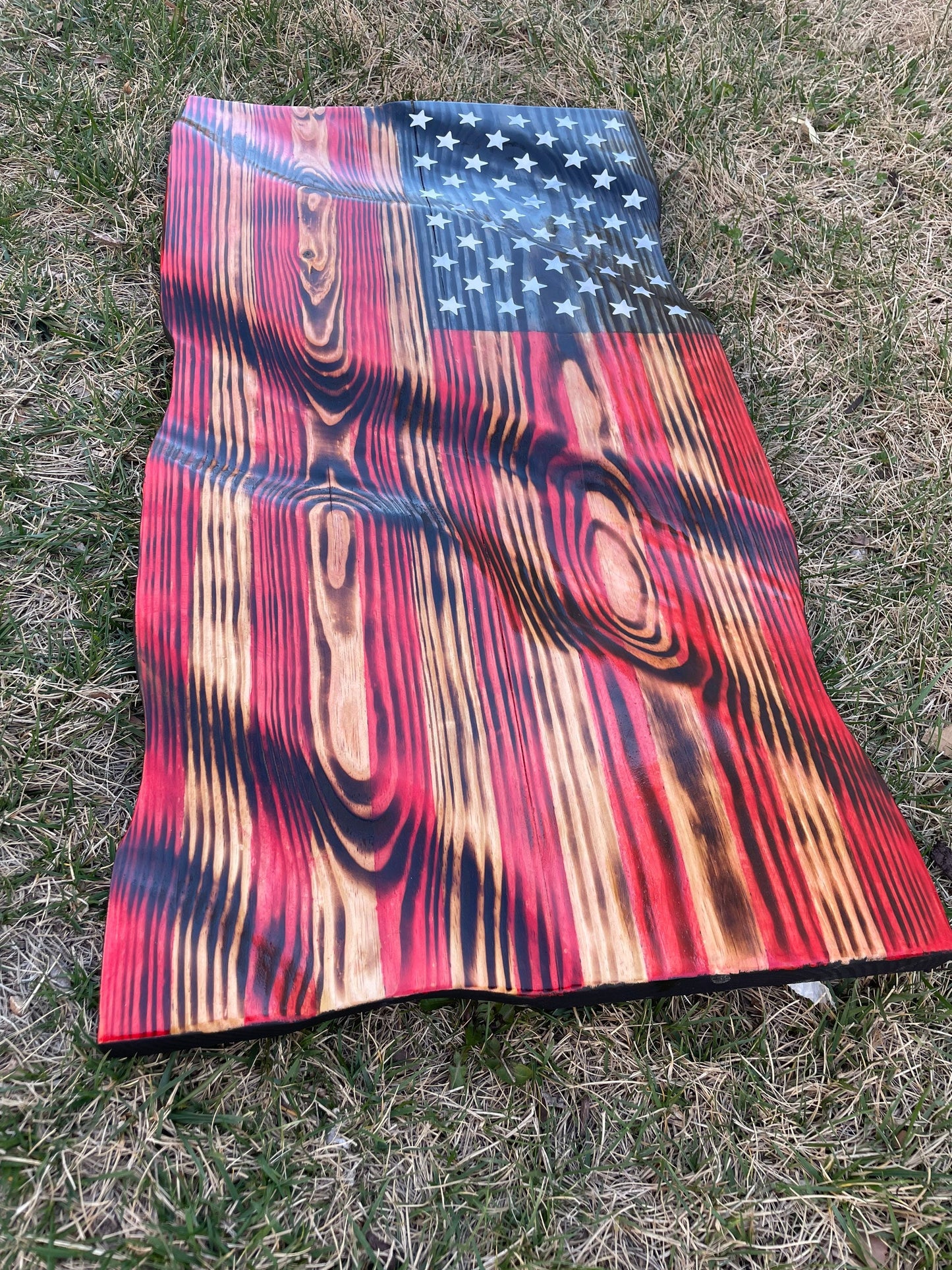 Wavy Wooden Flag | American Flag | Military Gift