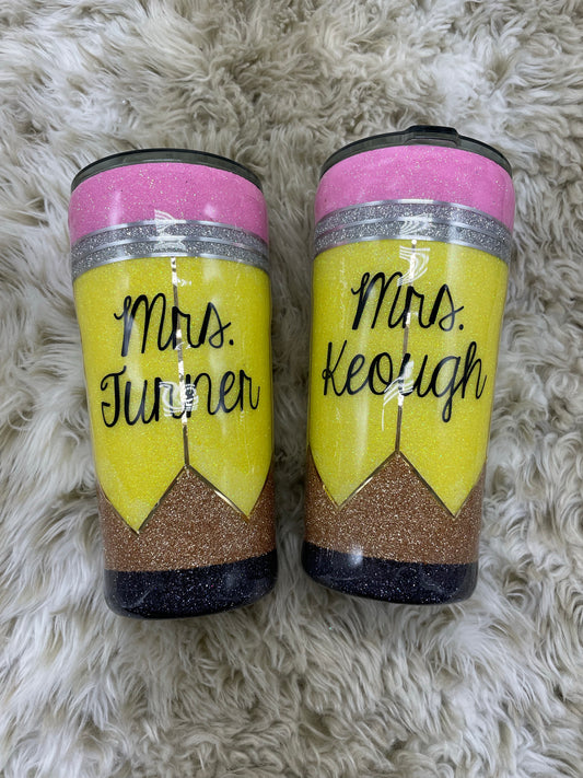 Glitter pencil tumbler